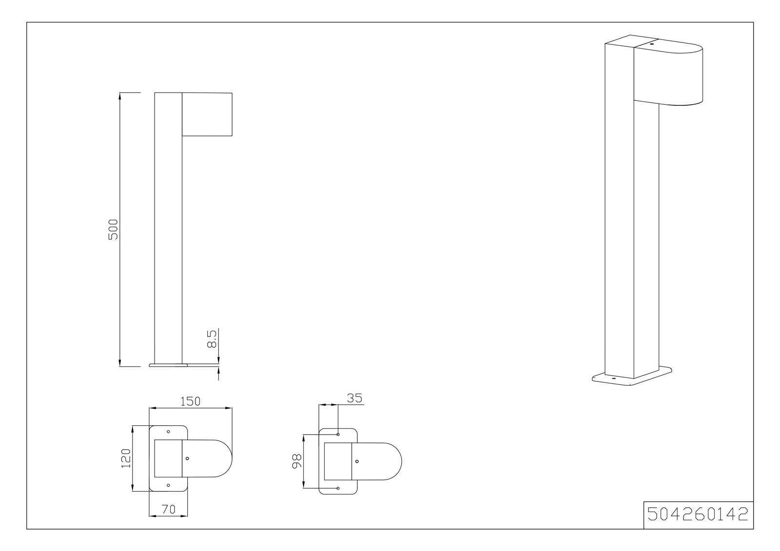 TRIO Retrofit Wegeleuchte ROYA 50 cm anthrazit