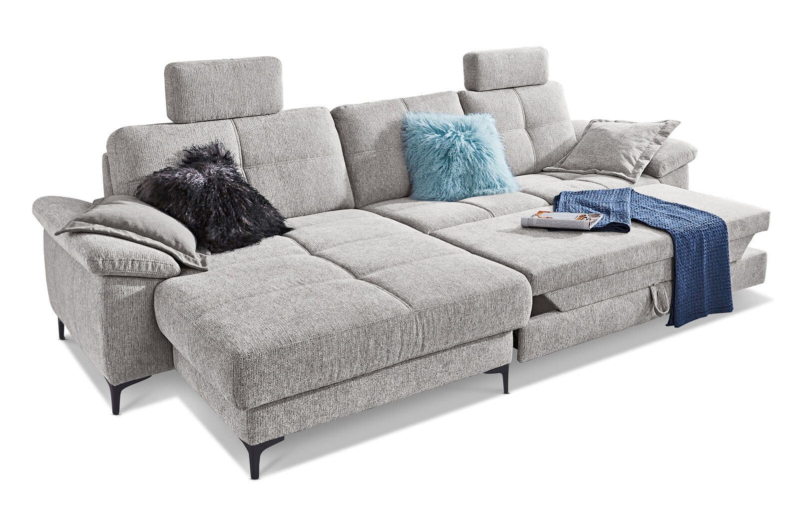 LASCONDO Ecksofa ROMINA SF-L 162 x 296 cm Famous gray