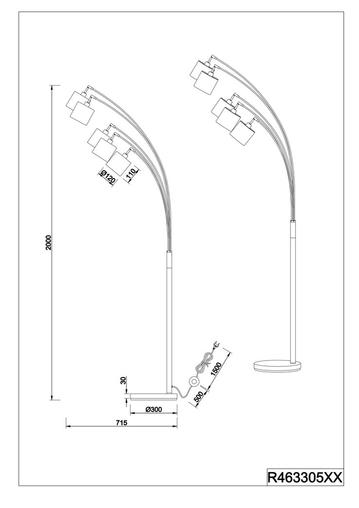 RL Retrofit Bogenleuchte TOMMY 5-flg