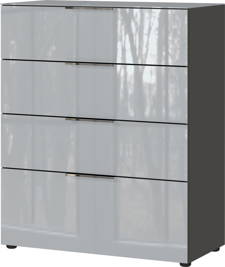 CASAVANTI Kommode OAKLAND 83 x 102 cm Glas Graphit/Silbergrau