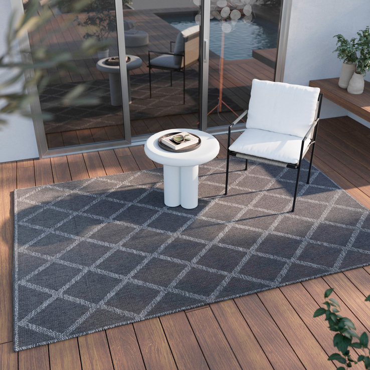 ESPRIT Outdoorteppich RHOMB 200 x 290 cm blau/grau