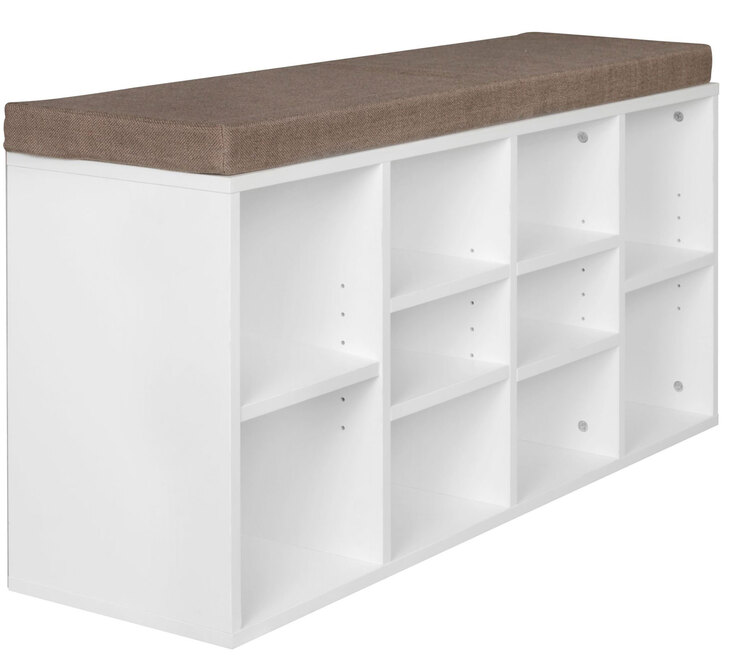 Garderobenbank 103 x 53 cm braun/weiß