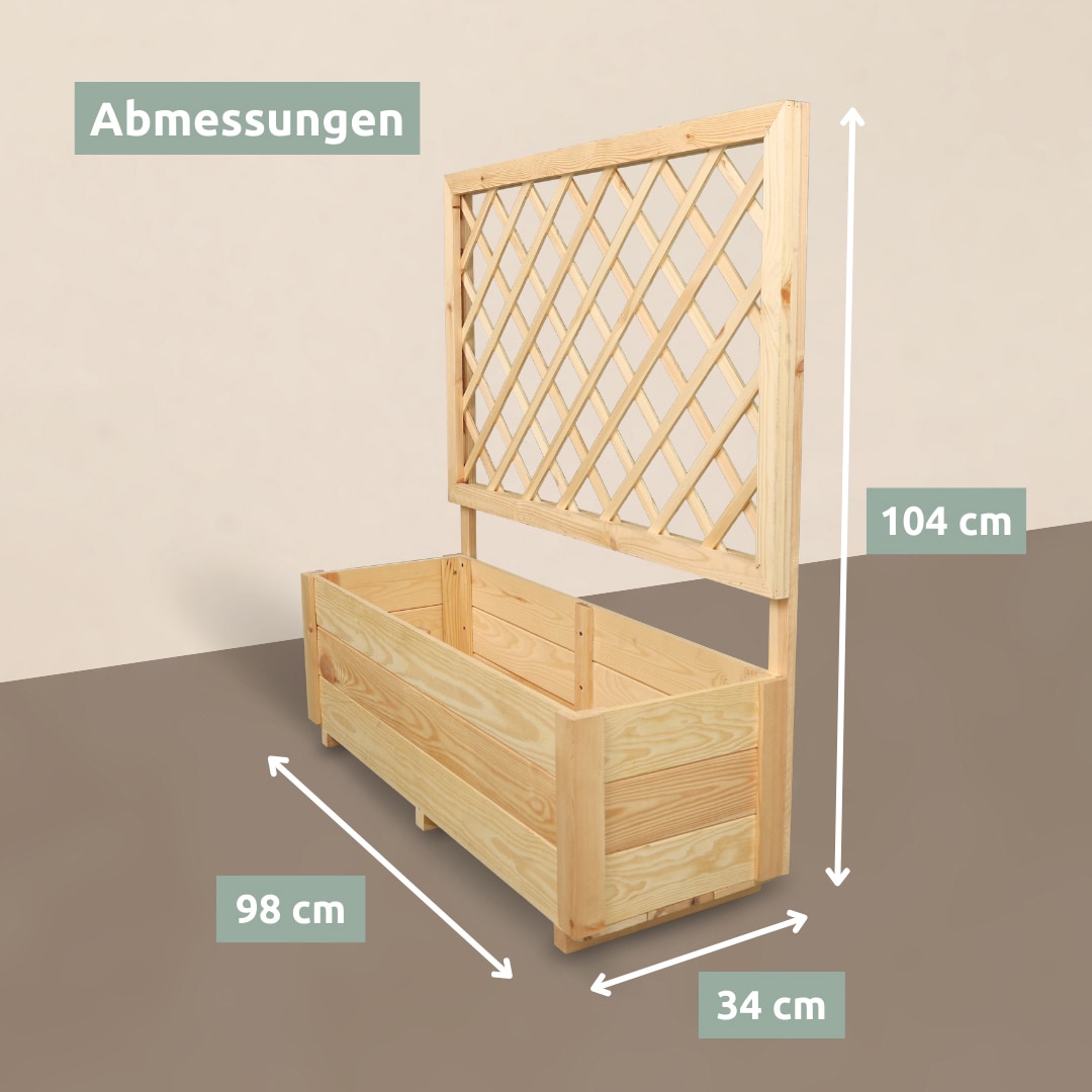 holz4home Pflanzkasten SPALIER 98 x 34 cm Kiefernholz