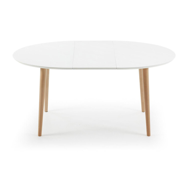 Kave Home Esstisch oval OQUI 120-200 x 90 cm Buche weiß