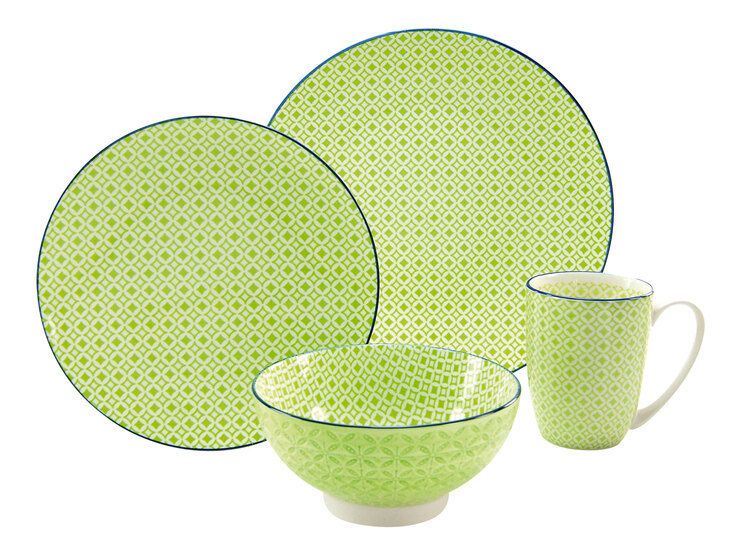 CreaTable Dessertteller MEDITERRAN 4er Set 21 cm grün