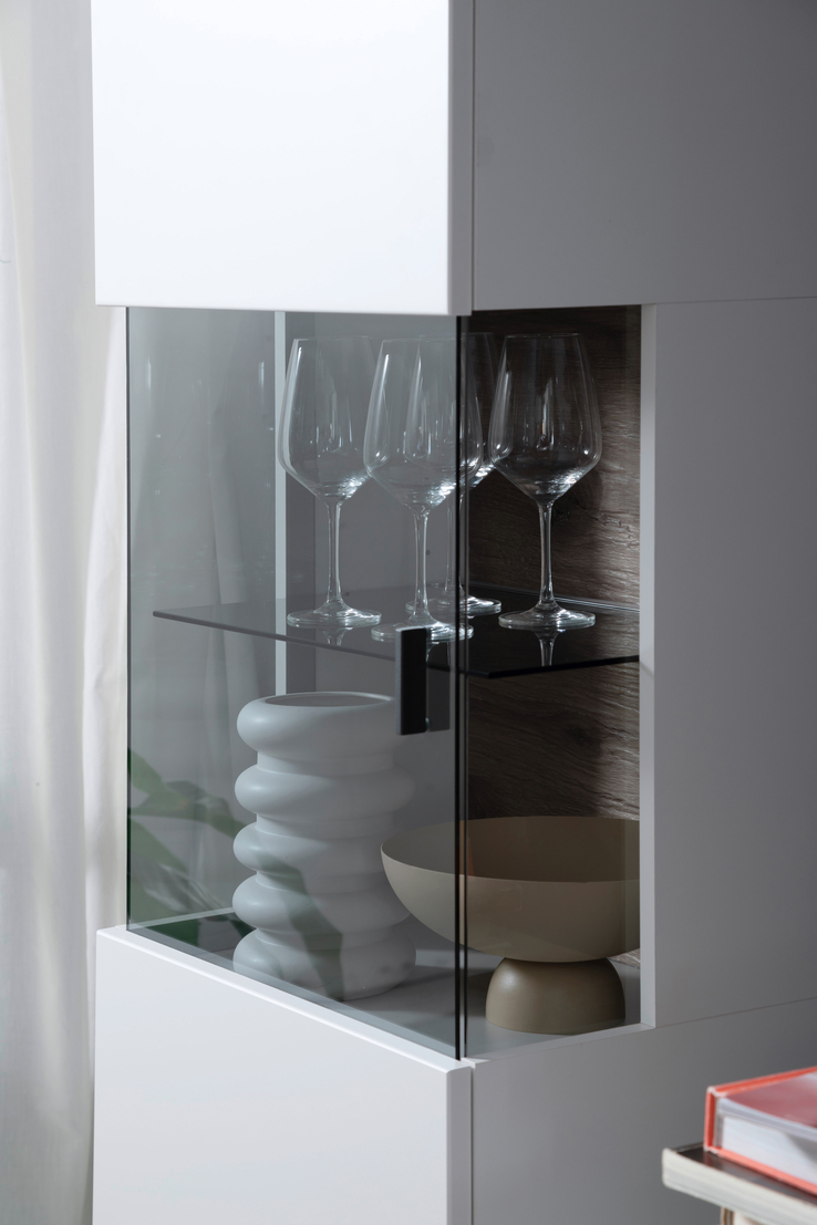 CASAVANTI Vitrine AMANTEA 50x207 cm Weiß / Viking Oak