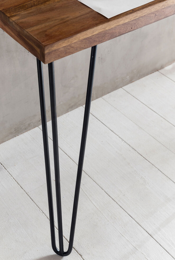 Schreibtisch mit Schublade 130 x 76 cm Braun Schwarz