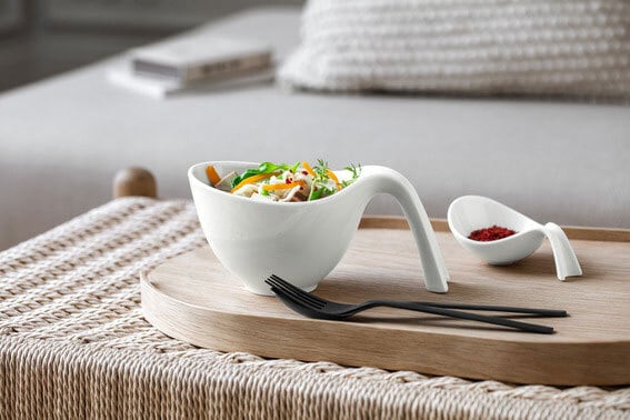 Villeroy & Boch Schale FLOW mit Besteck 3-teilig weiß