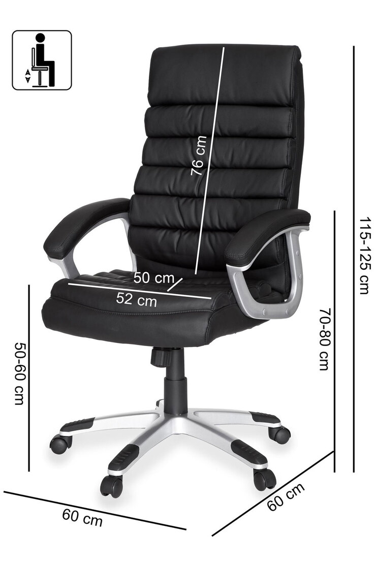 Drehstuhl mit Armlehnen Silberfarbig/ Schwarz