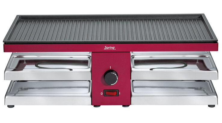 Raclette Set ALU Alugrillplatte rot 17-teilig