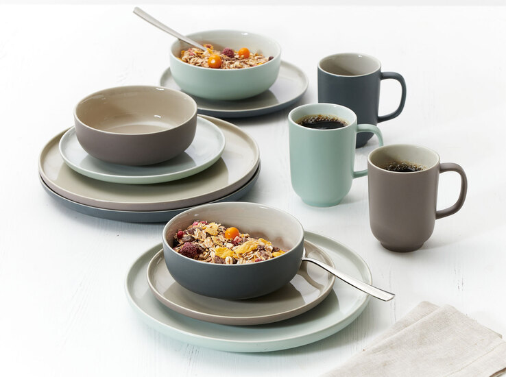 Ritzenhoff & Breker Dessertteller JASPER 6er Set taupebraun/ weiß