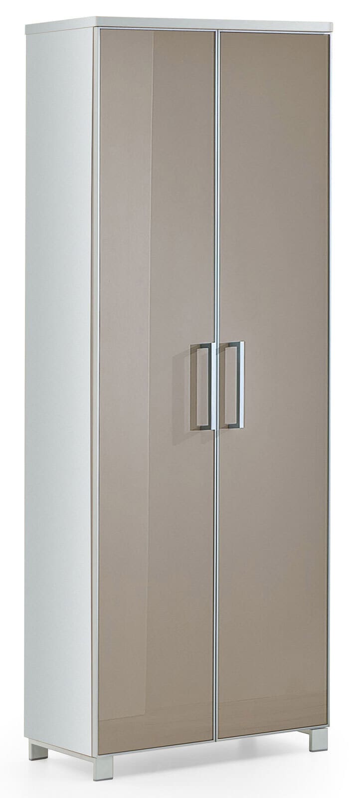 VOSS Dielenschrank SANTINA 193 x 71 cm Lack weiß/ Glas taupe