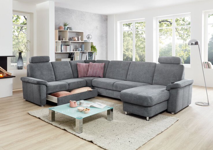 SYSTEMPOLSTER Wohnlandschaft GENK-C SF denimgrau