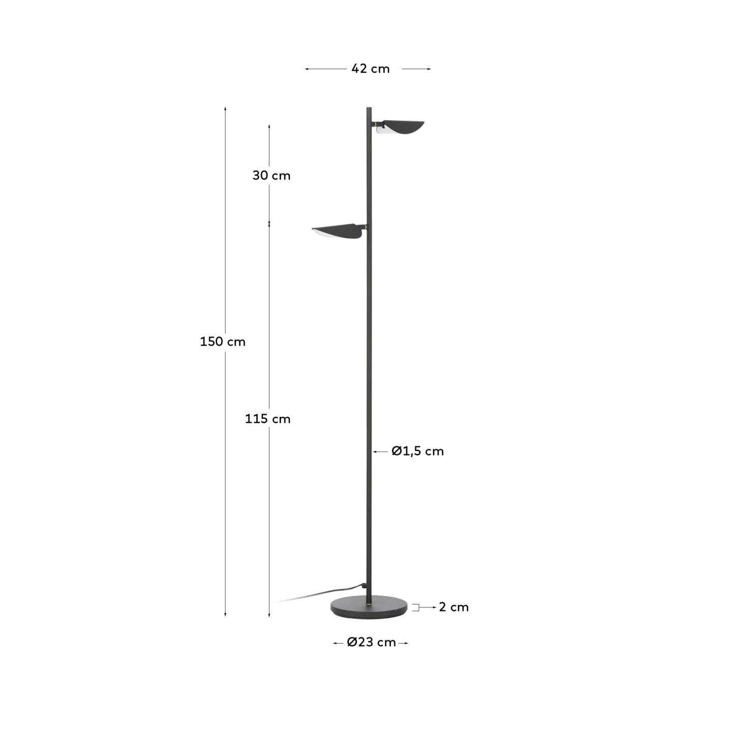 Kave Home LED Stehlampe VELEIRA 150 cm schwarz