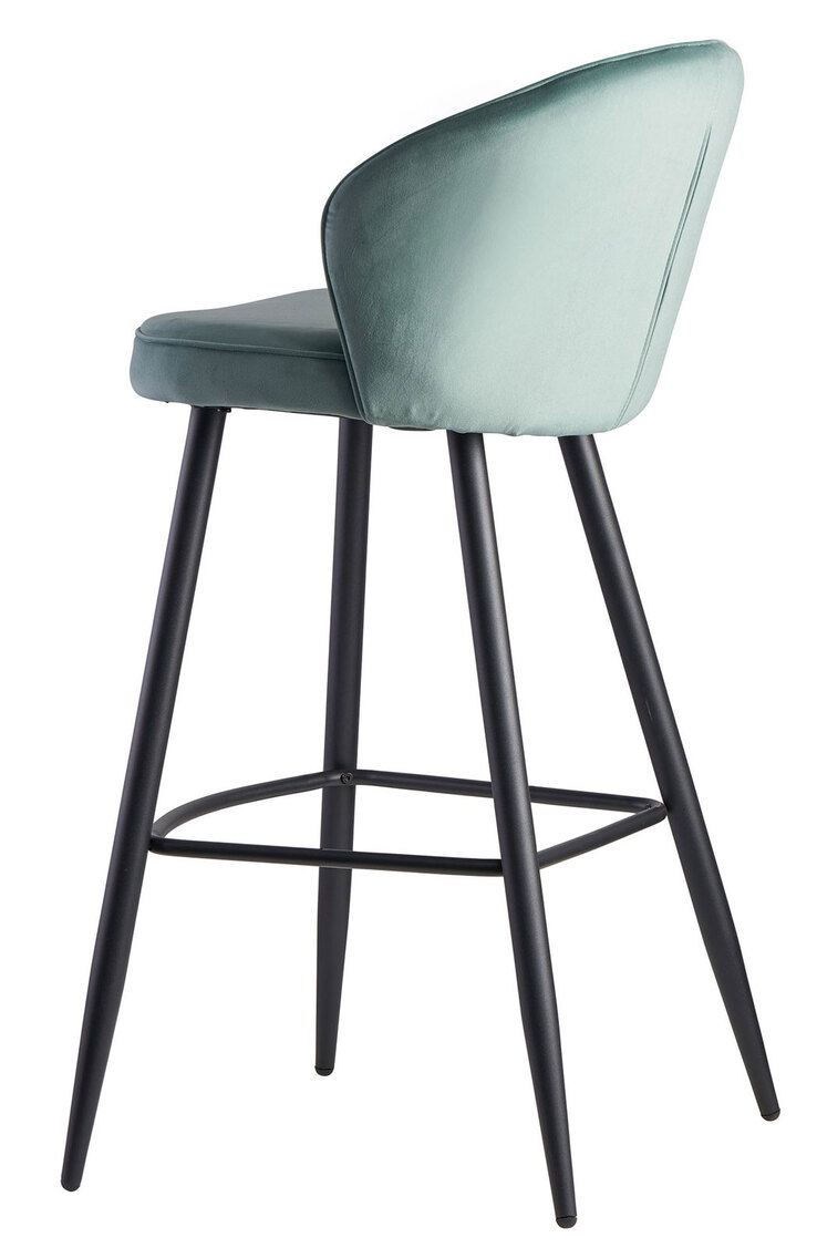 Barhocker mit Rückenlehne schwarz/ grün Samt
