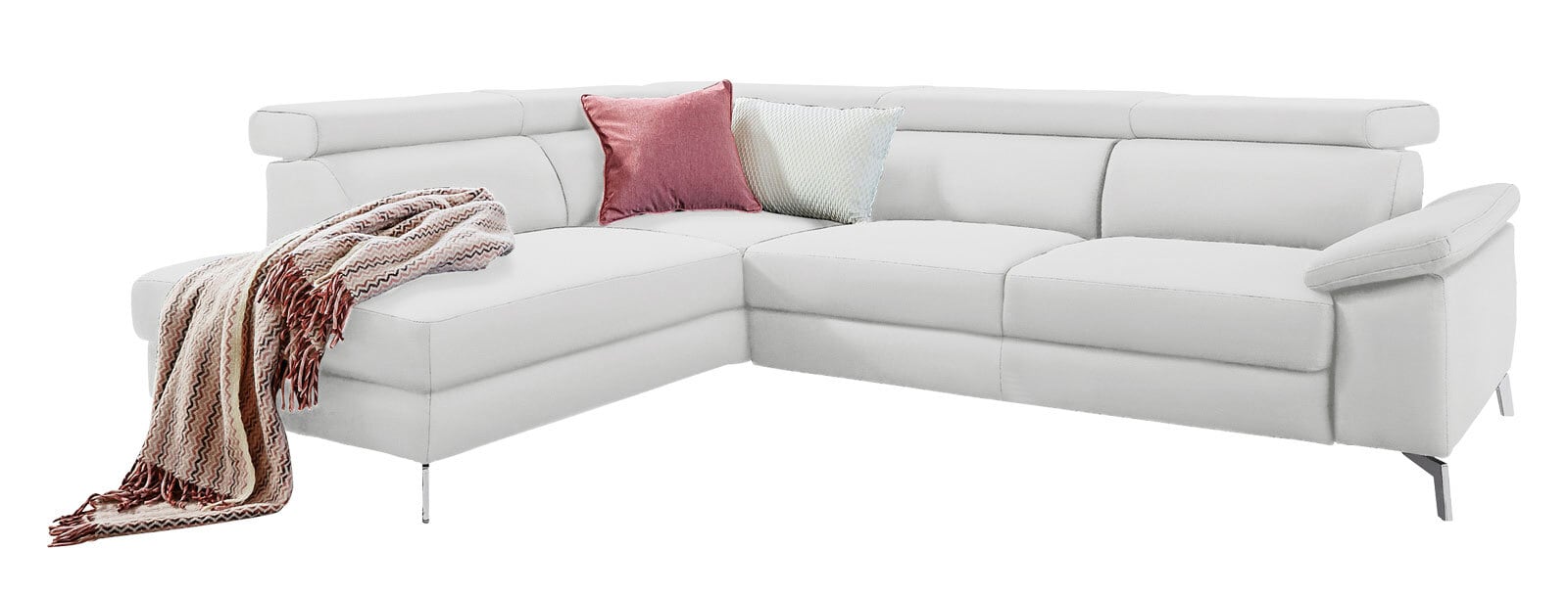 MONDO Ecksofa MAJOLA I-L Leder Bronco white