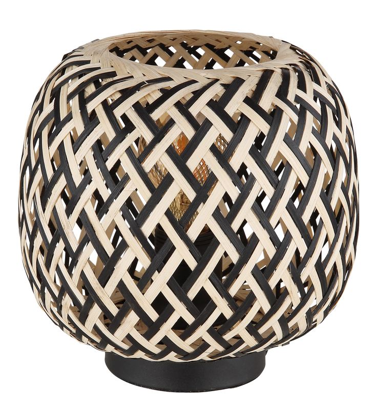 GLOBO Retrofit Tischlampe COLLY schwarz /naturfarbig
