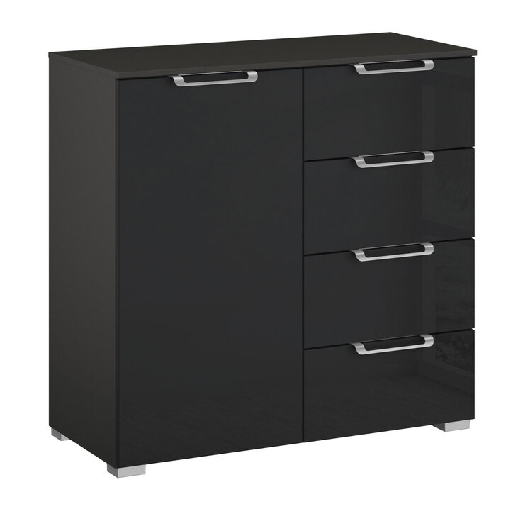 Kommode ALDONO VII 42 x 80 x 81 cm NB/Glas graphit