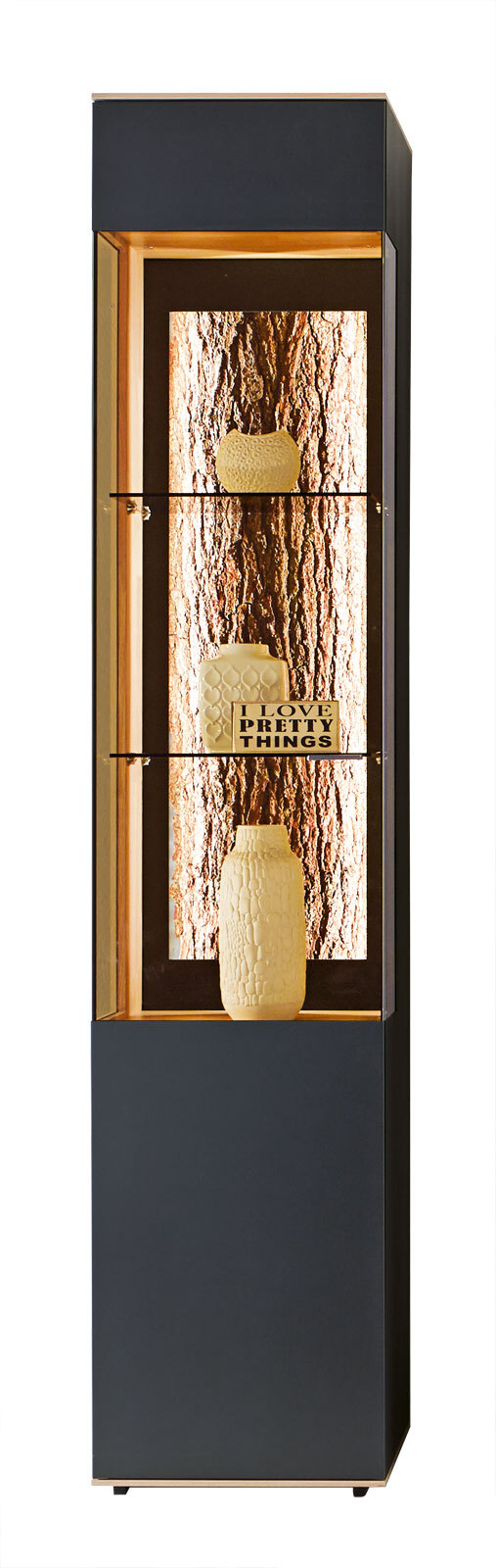 hartmann Vitrine I RUNA L Kerneiche natur /anthrazit
