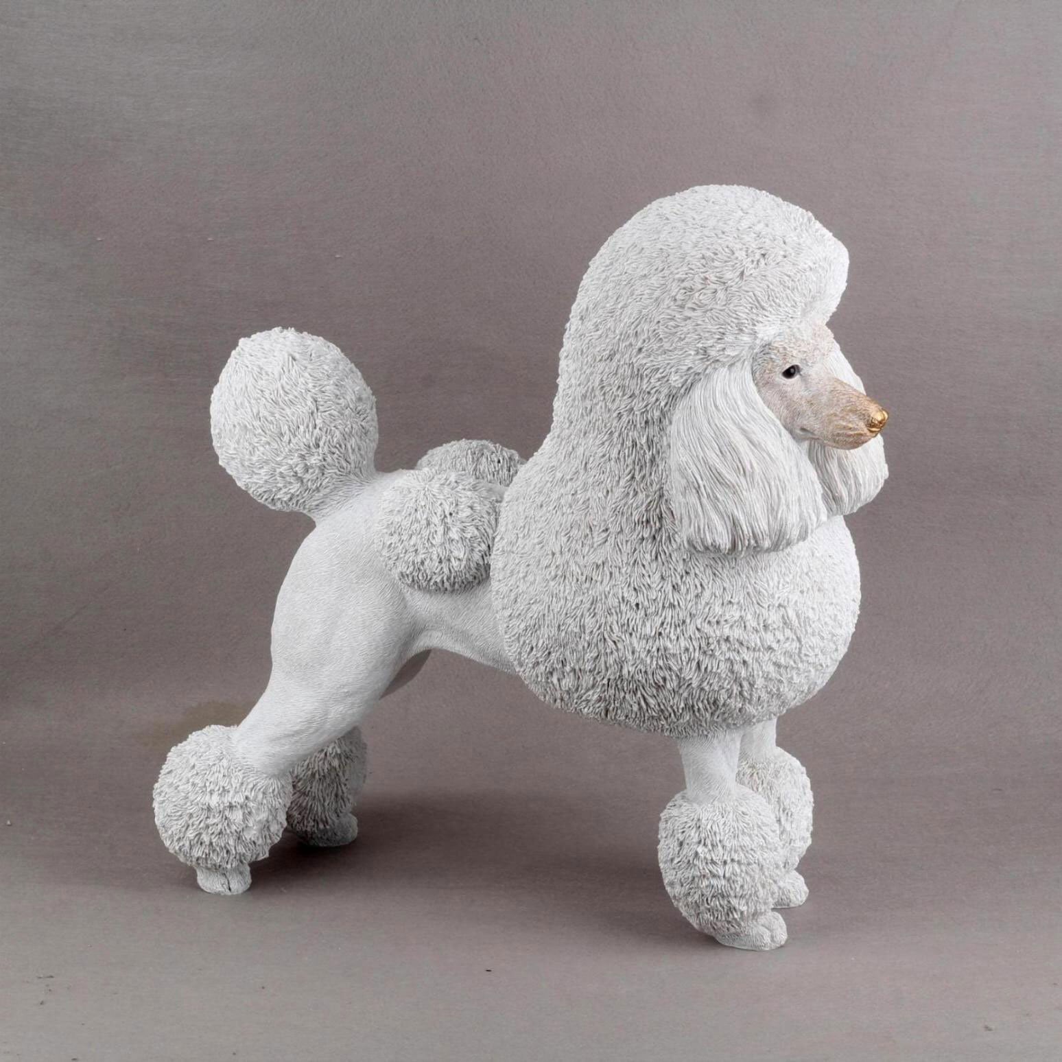 Dekofigur Hund PUDEL 47 cm weiß