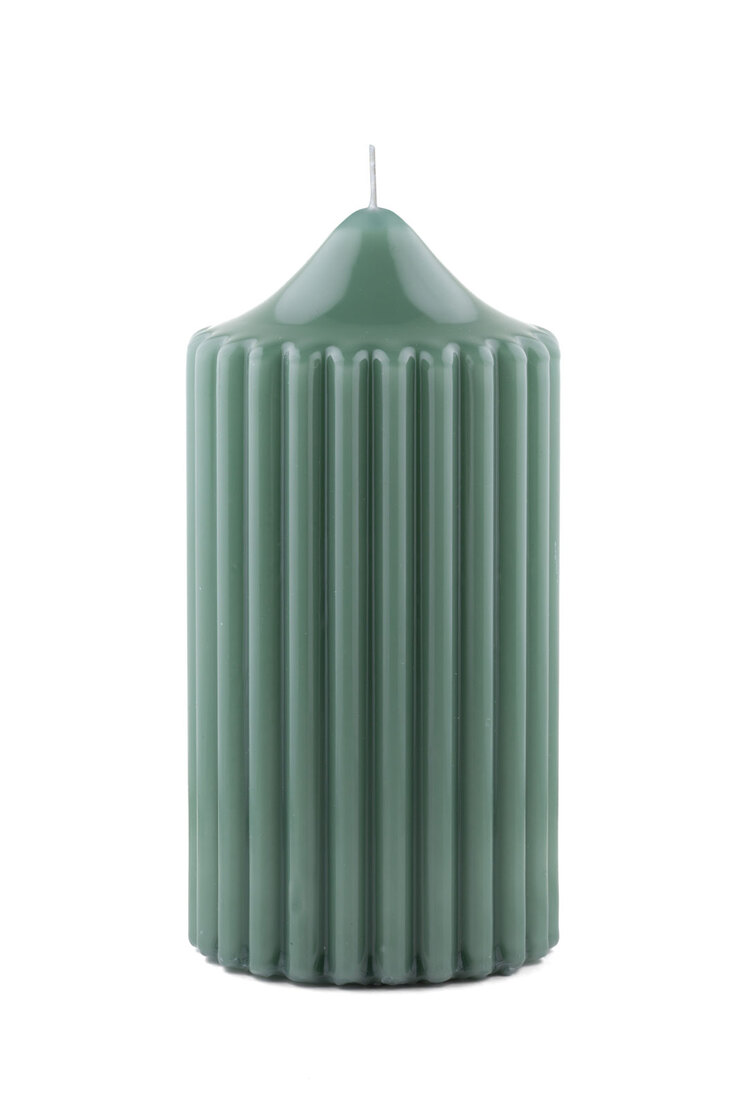 ENGELS KERZEN Rillenkerze 8/H15 cm lindegrün