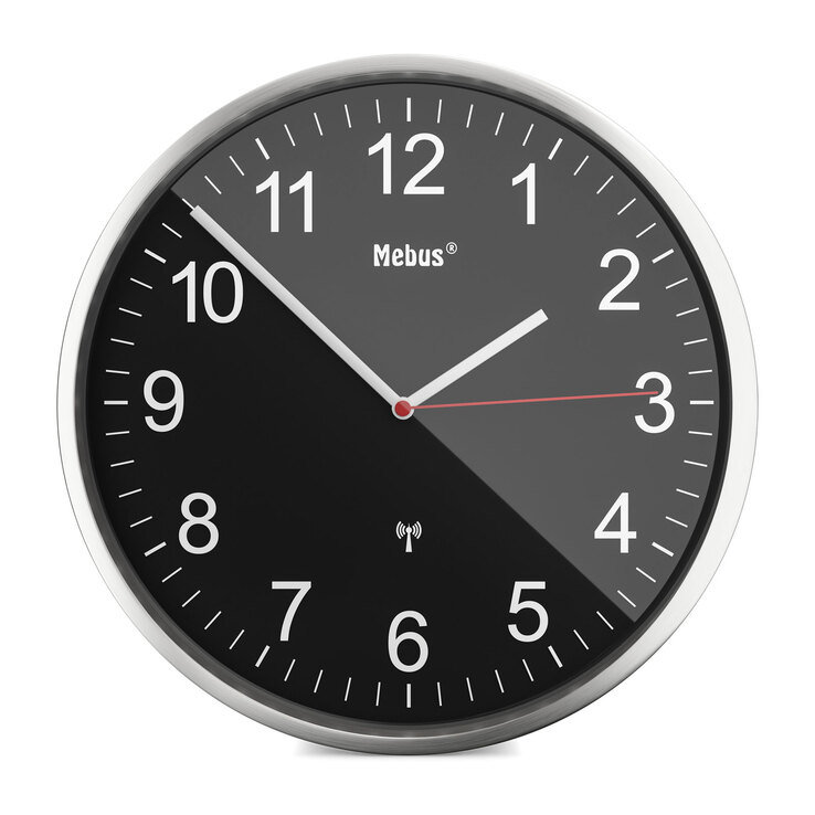 Mebus Funk-Wanduhr silberfarbig/schwarz