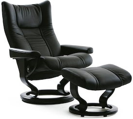 Stressless Sessel mit Hocker WING M 2-teilig schwarz