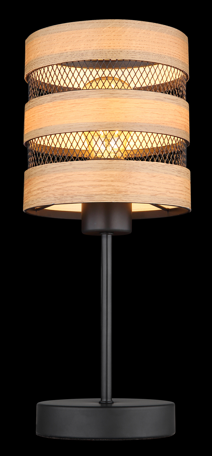 GLOBO Retrofit Tischlampe MOITAS schwarz /naturfarbig