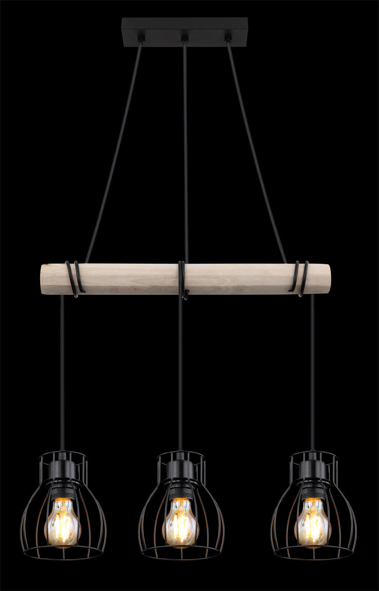 GLOBO Retrofit Balkenpendel MINA 50 cm Holz /schwarz
