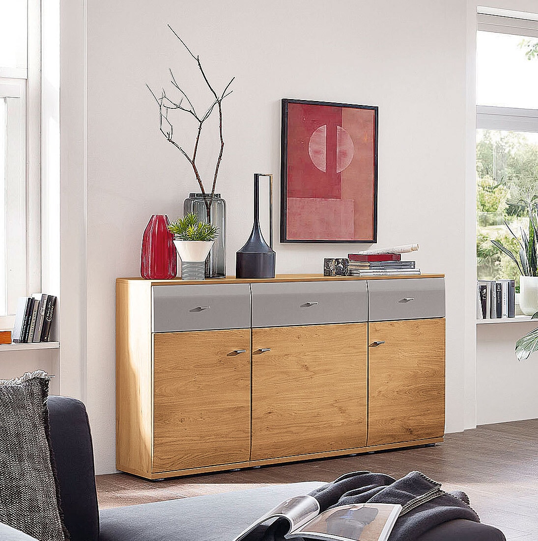 vito Sideboard SAMBA 150 x 90 cm Alteiche/ Grau matt