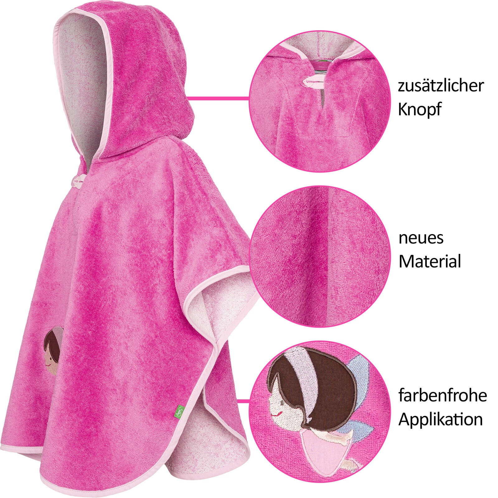 Smithy Badeponcho ELFE 55 x 70 cm pink