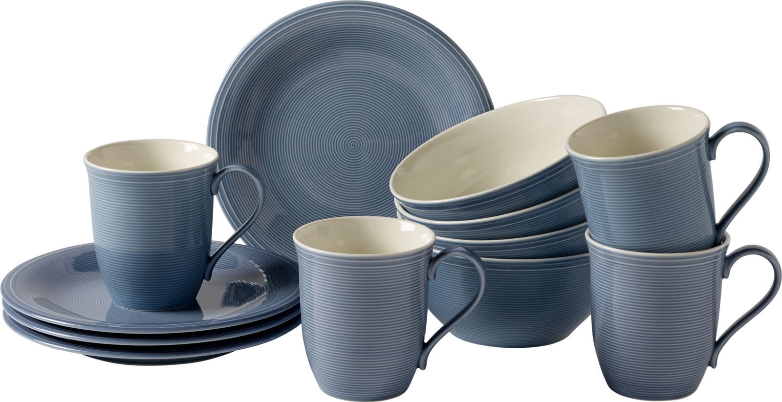 Villeroy & Boch Frühstücksservice COLOR LOOP HORIZON 12-teilig blau/ weiß