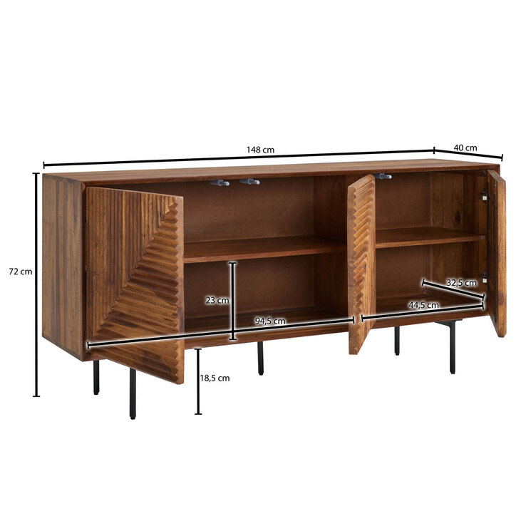 Sideboard 148 x 72 cm Sheesham massiv