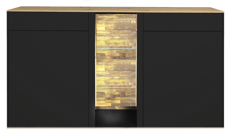 Sideboard COMO 159 x 90 cm Anthrazit matt Lack/Asteiche-Dekor