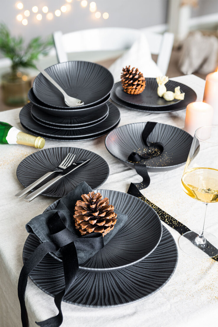 CreaTable Tafelservice VESUVIO 12-teilig schwarz