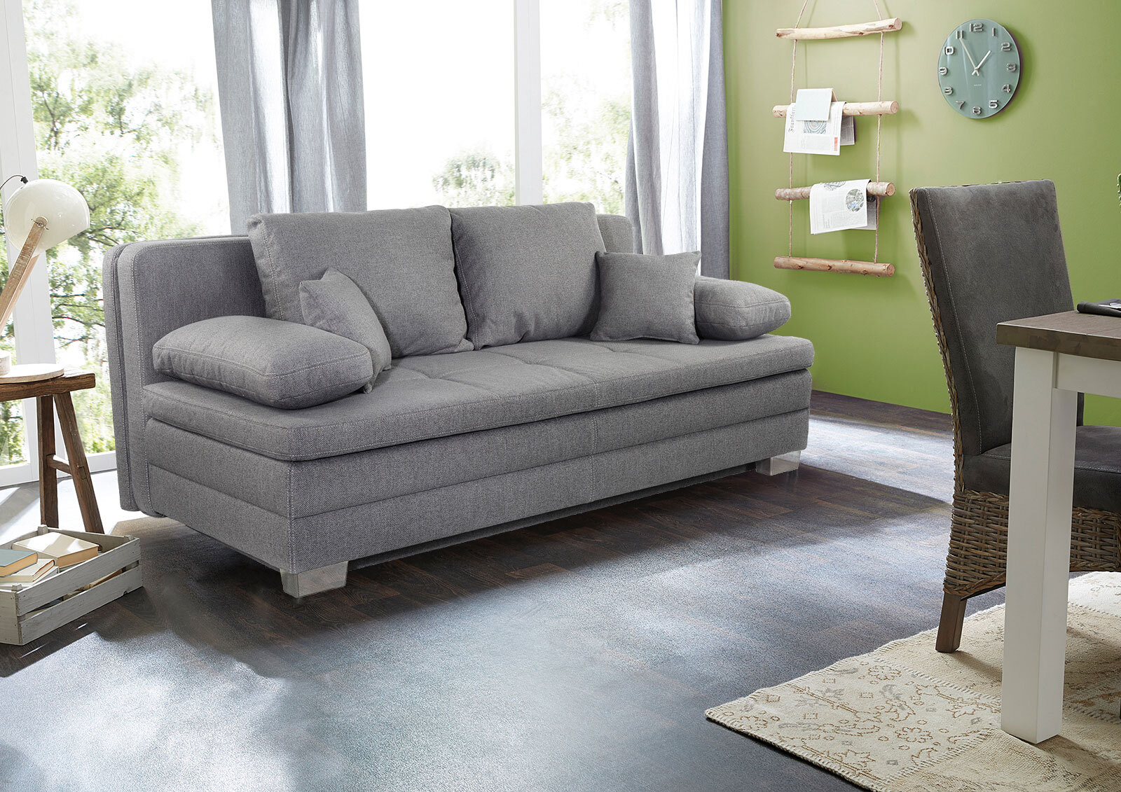 Schlafsofa KATIE 85 x 203 cm Stoffbezug grau