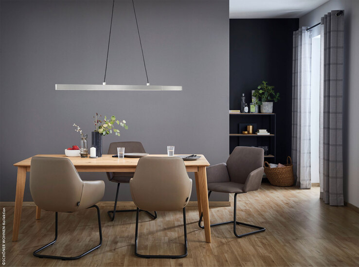 SCHÖNER WOHNEN-Kollektion LED Pendelleuchte STRIPE 110-140 cm nickelfarbig