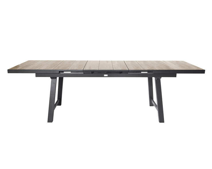 Garden FLAIR Gartentisch LENA A 200-260 x 100 cm anthrazit /Holzoptik braun