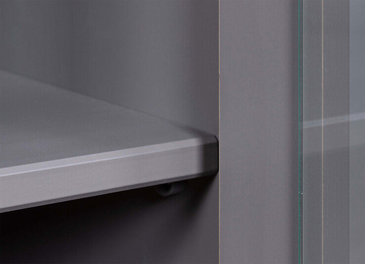 Vitrine NICLAS 90x190x38,4 cm Massivholz grau