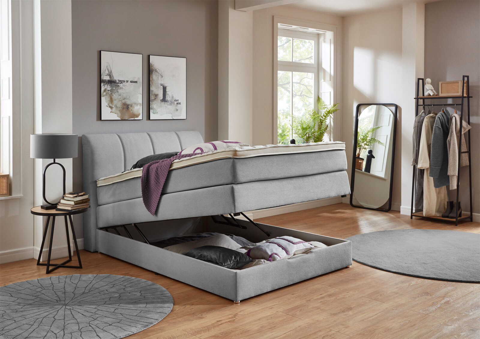 CASAVANTI Boxspringbett MILANO 120 x 200 cm grau