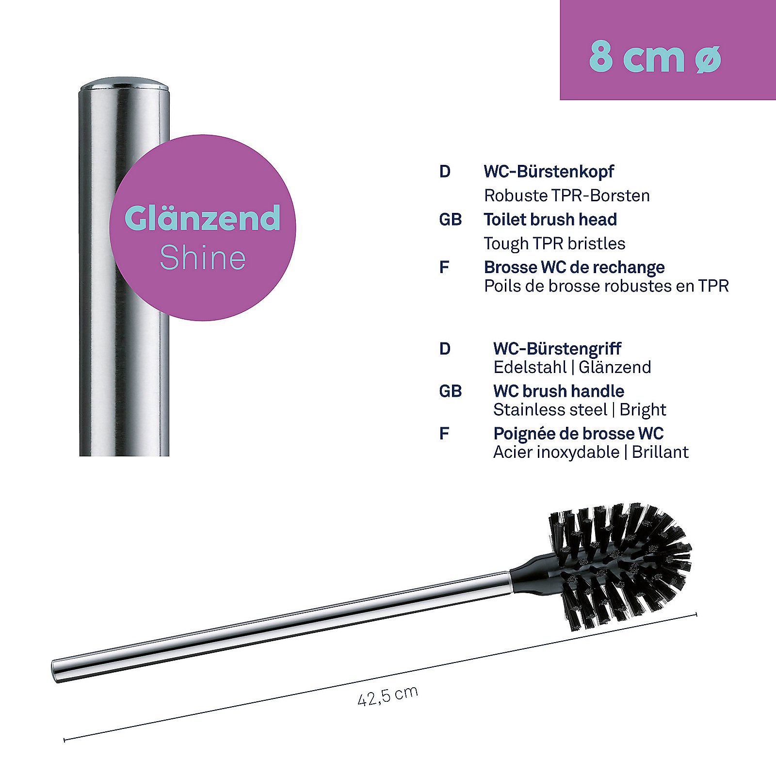 kela WC-Bürste LA BROSSE 8 cm Edelstahl schwarz