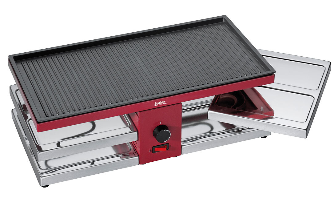 Raclette Set ALU Alugrillplatte rot 17-teilig