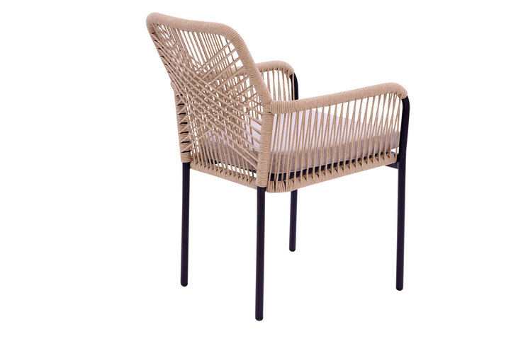 Garden FLAIR Gartenstuhl OLAF I schwarz /Rope beige