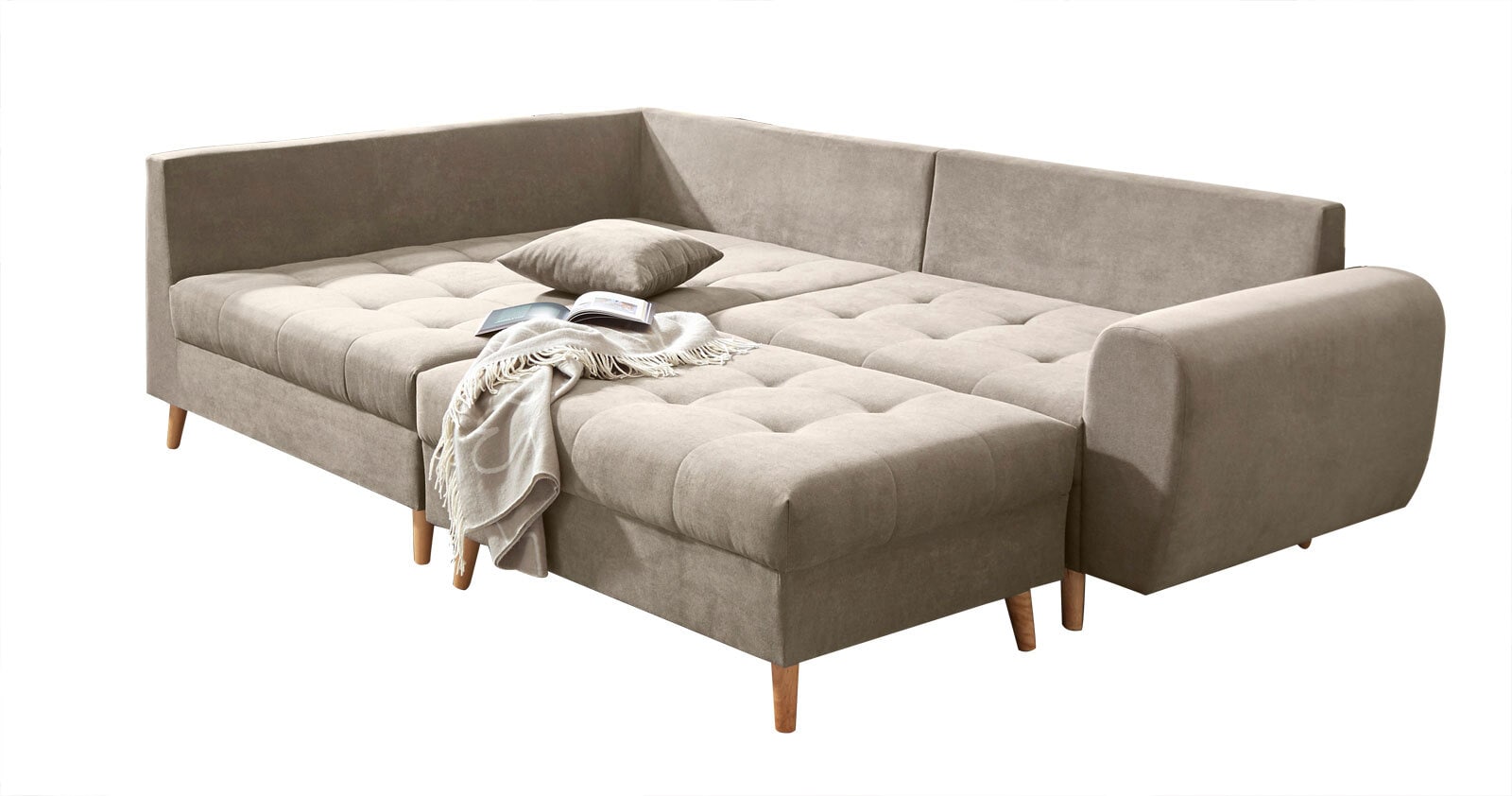 Ecksofa mit Hocker AMALIA L sand