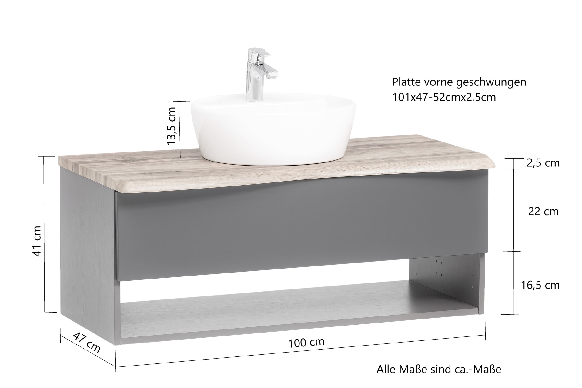 Bad-Waschtisch ANTWERPEN grau 101cm