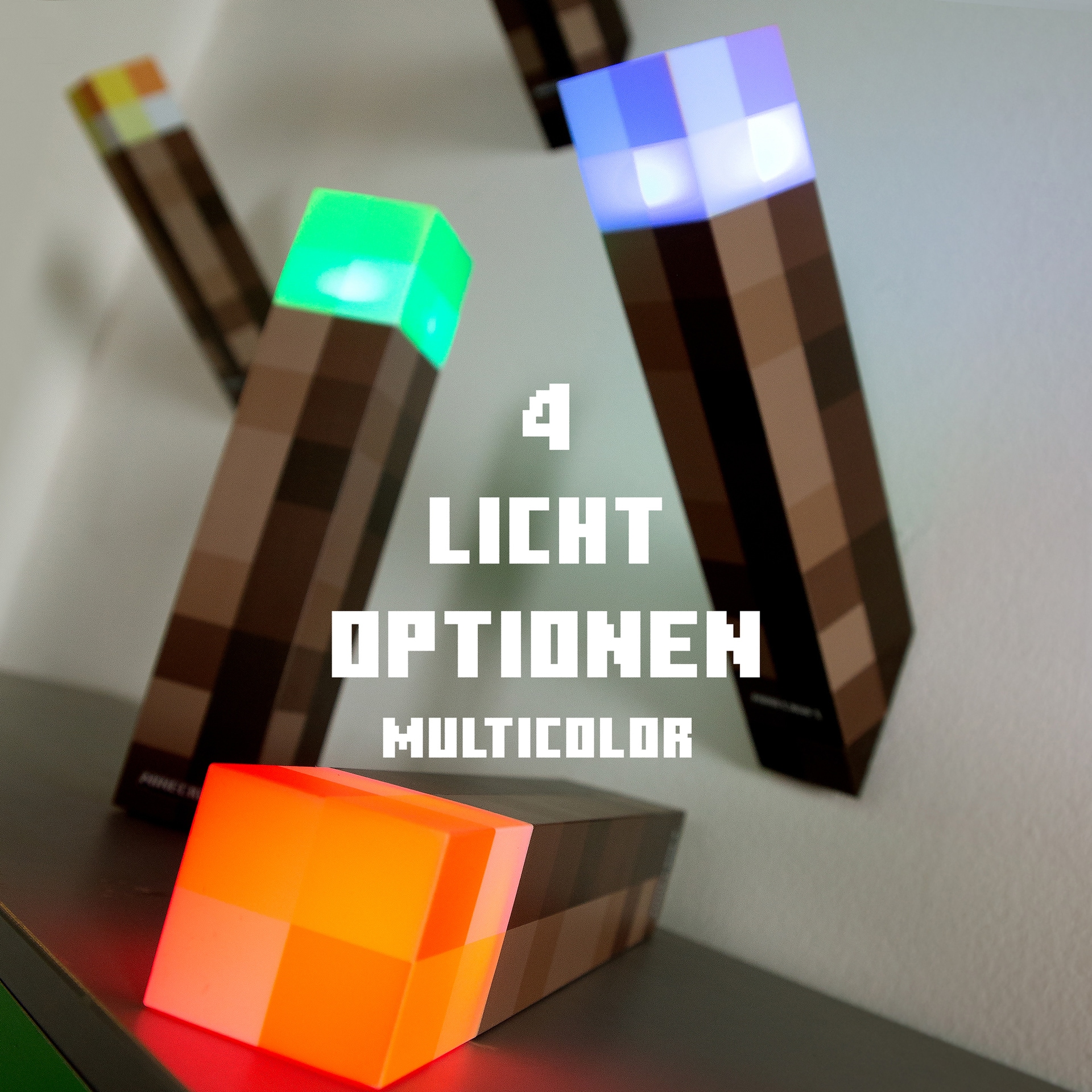 Akku LED Dekoleuchte Fackel MINECRAFT 2-tlg