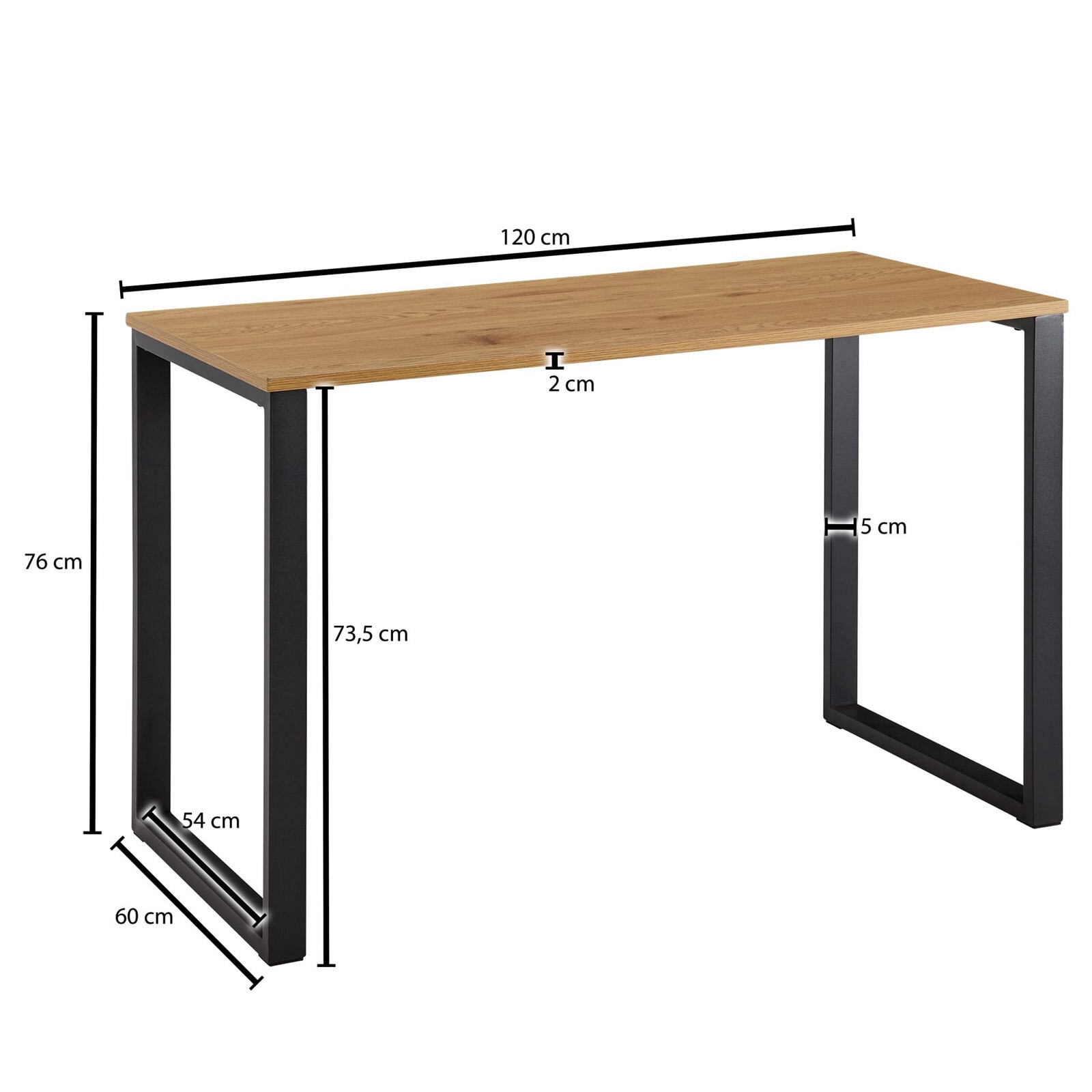 Schreibtisch 120 x 76 cm Braun Schwarz