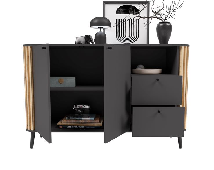 Sideboard PURE 138 x 88 cm grau-Dekor/Eiche-Dekor