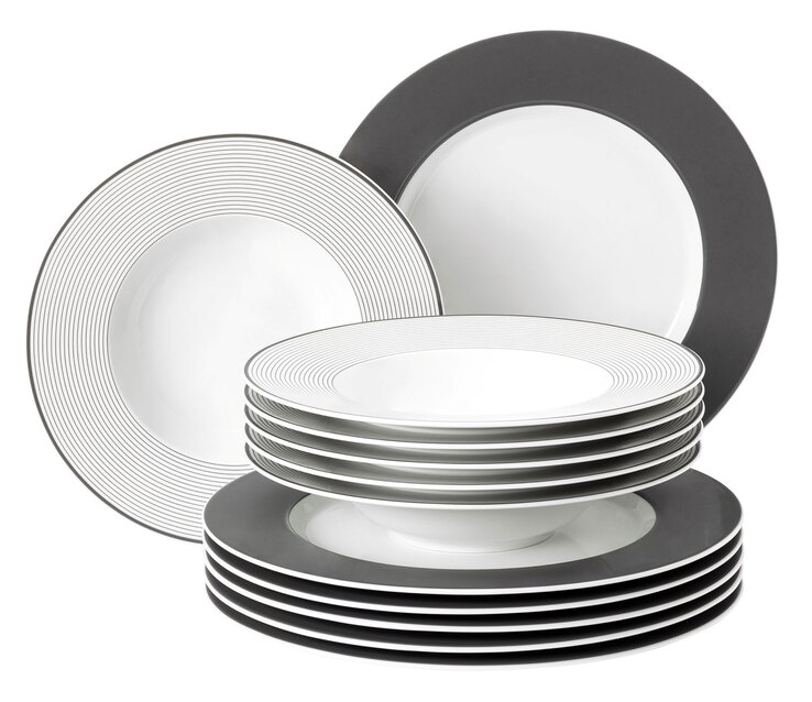 Seltmann Weiden Tafelservice NO LIMITS 12-teilig anthrazit/ weiß
