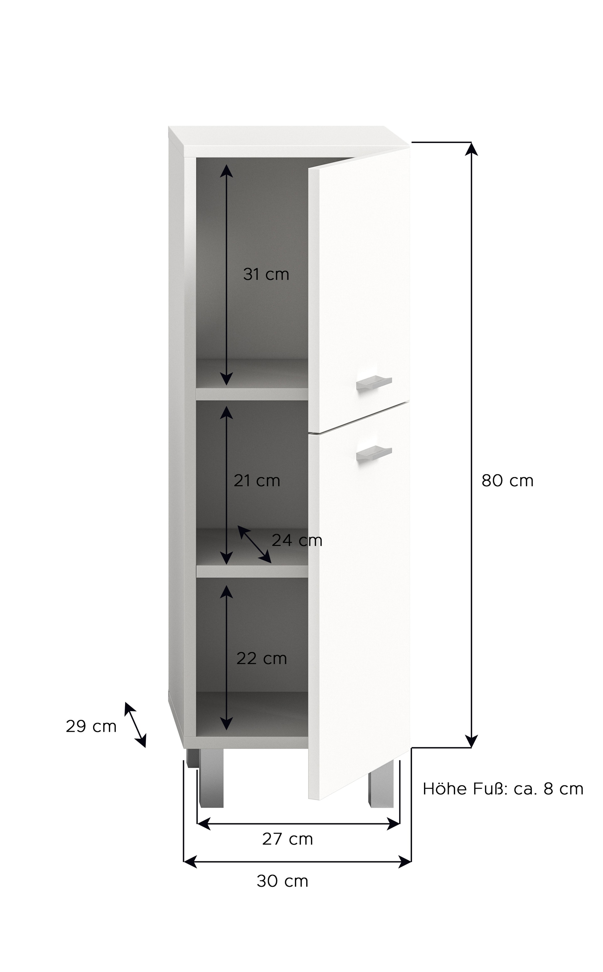 Bad-Midischrank BOSTON weiß 80cm